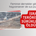 İsrail teröristleri zavallı hayvanı sürükleyerek öldürdü