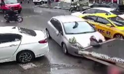 Ayna kıran motorcu hem kendini hem araç sahibini yaktı!