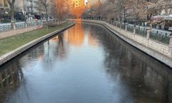 Porsuk Çayı'nın yüzeyinde buz tabakası oluştu