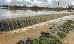 Uşak'ta derenin taşması sonucu tarım arazilerini ve iş yerlerini su bastı