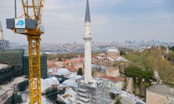 Ayasofya Camii'nin minaresinde restorasyon tamamlandı