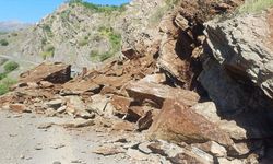 Hakkari'de kara yoluna düşen kaya parçaları temizlendi