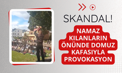 Cami önünde skandal! Domuz kafasıyla provokasyon