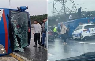 Kağıthane'de cezaevi nakil aracı devrildi! 19 yaralı