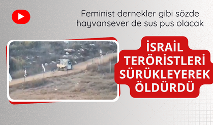 İsrail teröristleri zavallı hayvanı sürükleyerek öldürdü