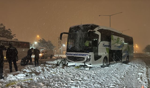 Erzincan'da yolcu otobüsü aydınlatma direğine çarptı