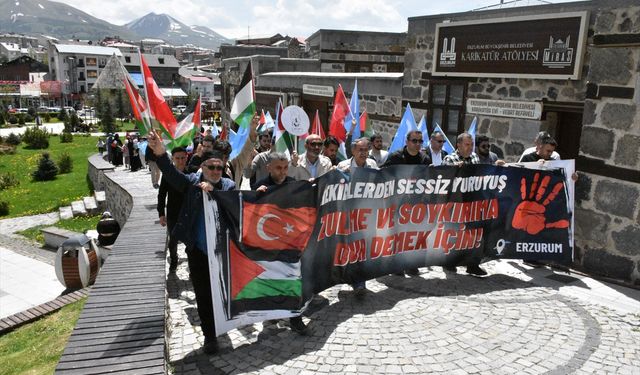 Erzurum'da hekim ve sağlıkçılar Gazze için yürüdü