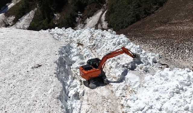 Rize'de yayla yollarında karla mücadele sürüyor