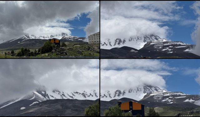 Erciyes Dağı'nın eteklerine kar yağdı