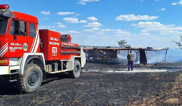 Edirne'de çıkan yangında 10 dekar buğday tarlası yandı
