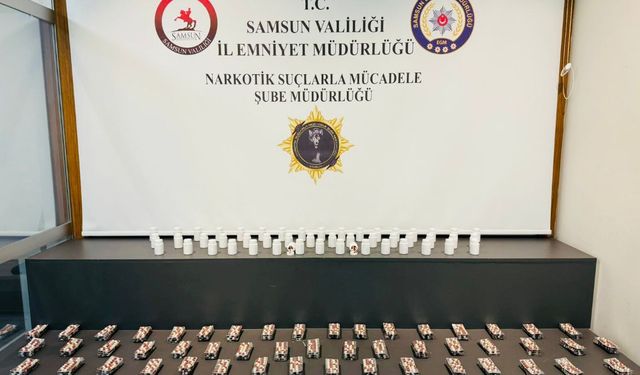 Samsun'da 5 bin 600 sentetik ecza hapı ele geçirildi