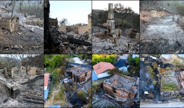 Karabük’te yangın hasarı görüntülendi