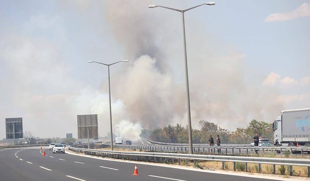 Kırklareli'nde yangın: Avrupa Otoyolu trafiğe kapatıldı