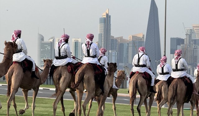 Katar'da, günlük 'deve geçidi' geleneği devam ediyor