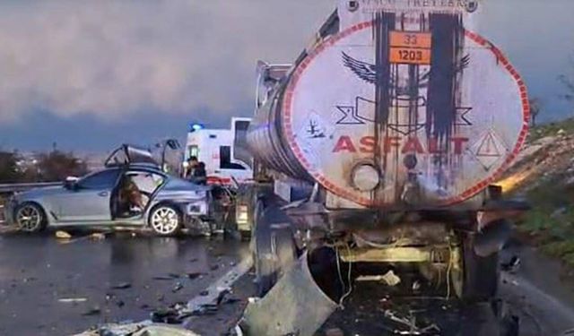 Tanker ile otomobil çarpıştı: 1 ölü, 5 yaralı