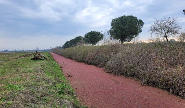 Samsun'da sulama kanalındaki su yüzeyi kırmızıya dönüştü