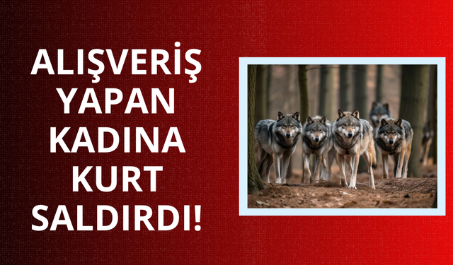 Alışveriş yapan kadına kurt saldırdı
