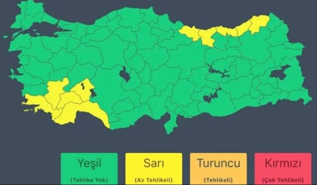 Bakanlıktan 10 il için "sarı" kodlu acil uyarı