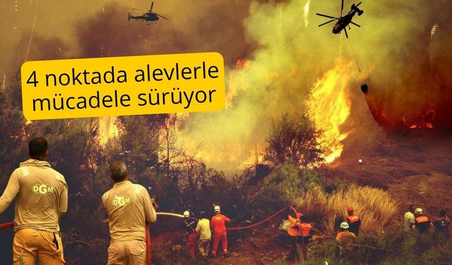 4 noktada alevlerle mücadele sürüyor