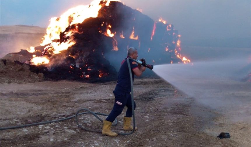 Siirt'te saman balyalarında çıkan yangın söndürüldü