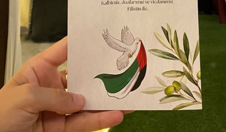 Düğün gecesinde Gazze için duygulandıran hediye