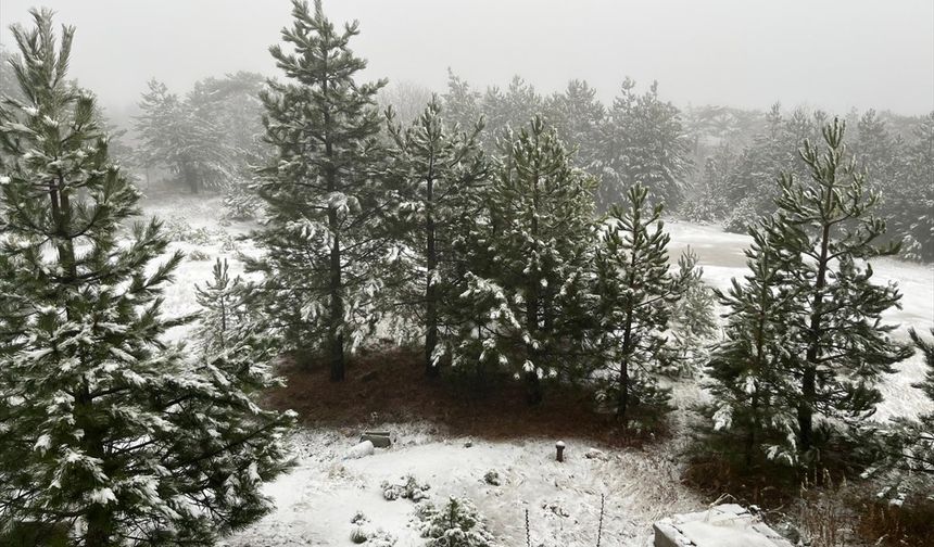 Balıkesir Sındırgı'da yüksek kesimlere kar yağdı