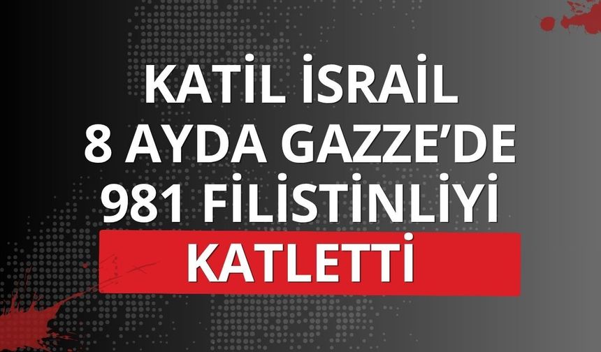 Katil İsrail 8 ayda Gazze’de 981 Filistinliyi katletti