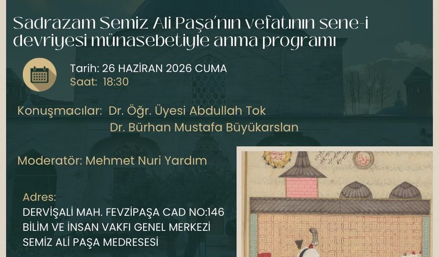Osmanlı Veziriazamı Semiz Ali Paşa Fatih'te yâd edilecek
