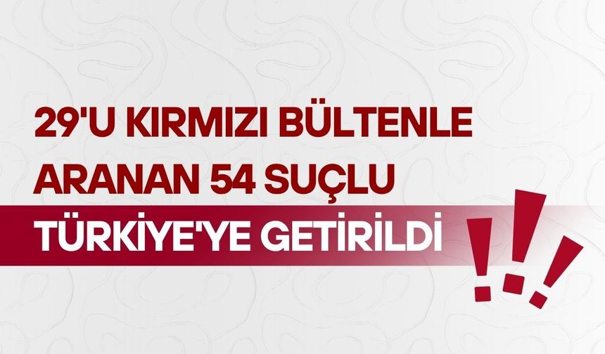 29'u kırmızı bültenle aranan 54 suçlu Türkiye'ye getirildi