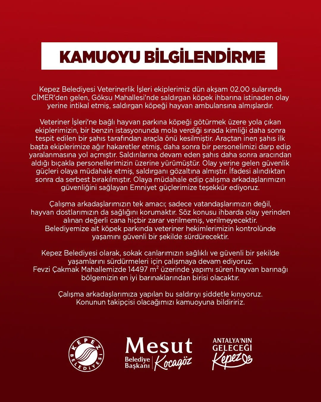 Kepez Belediyesi Personeline Bicakli Saldirı