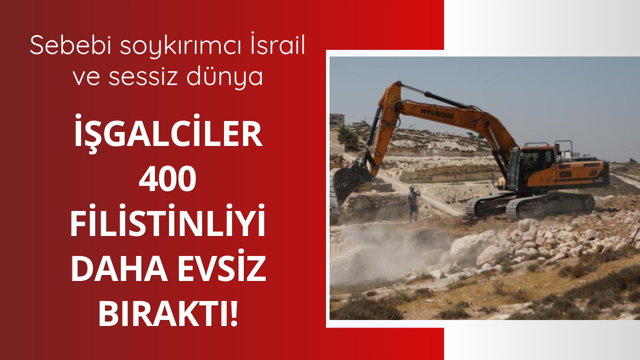 İşgalci İsrail Filistinlilere ait 80 evi yıktı